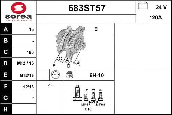 STARTCAR 683ST57 - Генератор autospares.lv