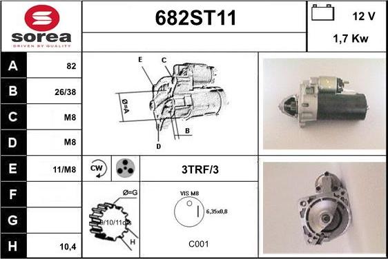 STARTCAR 682ST11 - Стартер autospares.lv