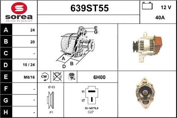STARTCAR 639ST55 - Генератор autospares.lv