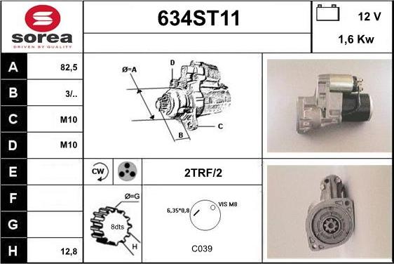 STARTCAR 634ST11 - Стартер autospares.lv