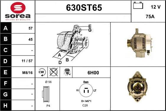 STARTCAR 630ST65 - Генератор autospares.lv