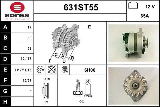 STARTCAR 631ST55 - Генератор autospares.lv