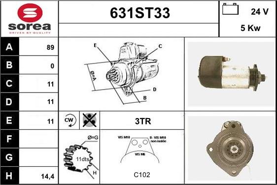 STARTCAR 631ST33 - Стартер autospares.lv