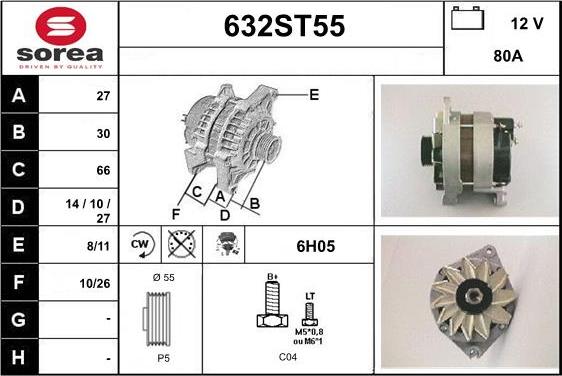 STARTCAR 632ST55 - Генератор autospares.lv