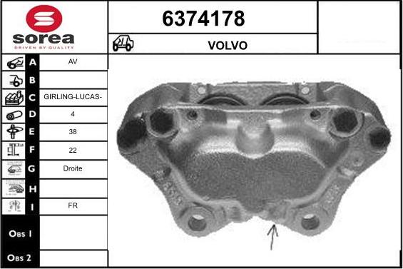 STARTCAR 6374178 - Тормозной суппорт autospares.lv