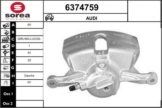 STARTCAR 6374759 - Тормозной суппорт autospares.lv