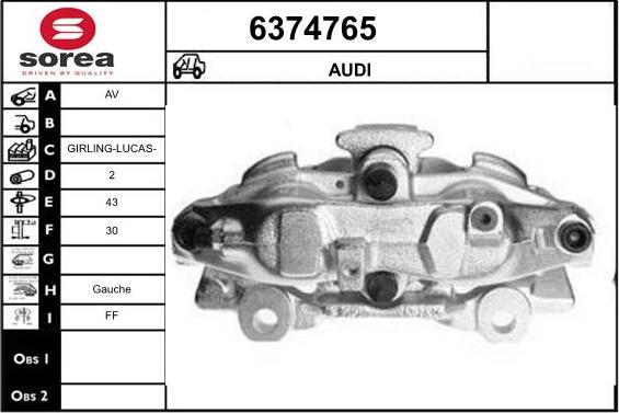 STARTCAR 6374765 - Тормозной суппорт autospares.lv