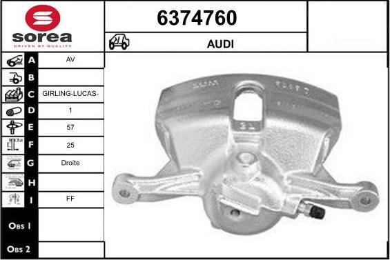 STARTCAR 6374760 - Тормозной суппорт autospares.lv