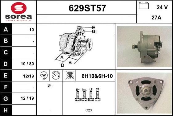 STARTCAR 629ST57 - Генератор autospares.lv