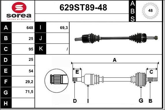 STARTCAR 629ST89-48 - Приводной вал autospares.lv