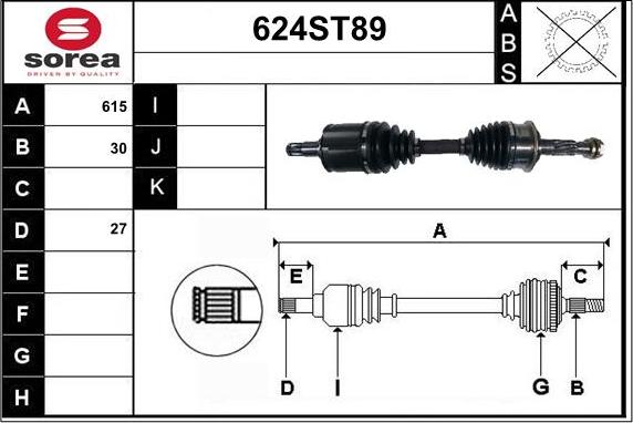 STARTCAR 624ST89 - Приводной вал autospares.lv