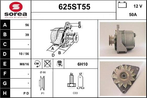 STARTCAR 625ST55 - Генератор autospares.lv