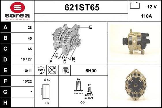 STARTCAR 621ST65 - Генератор autospares.lv