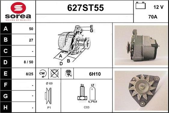 STARTCAR 627ST55 - Генератор autospares.lv