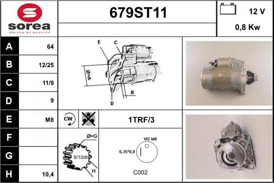 STARTCAR 679ST11 - Стартер autospares.lv