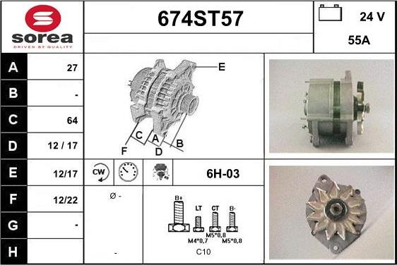 STARTCAR 674ST57 - Генератор autospares.lv