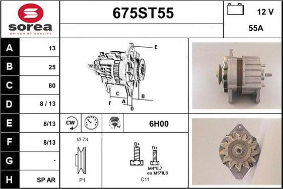 STARTCAR 675ST55 - Генератор autospares.lv