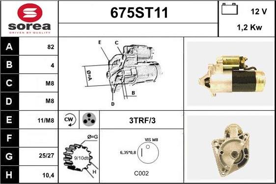 STARTCAR 675ST11 - Стартер autospares.lv