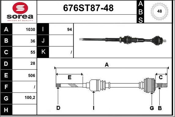 STARTCAR 676ST87-48 - Приводной вал autospares.lv