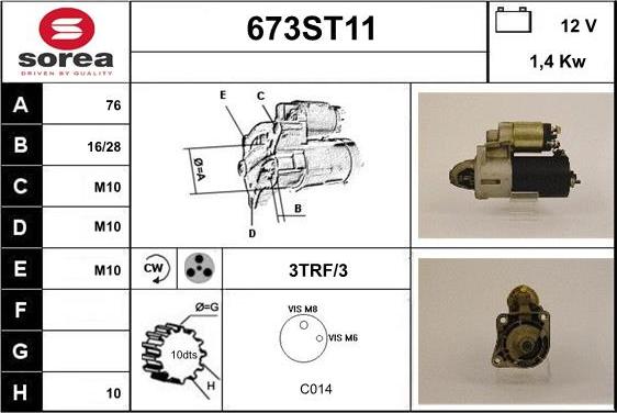 STARTCAR 673ST11 - Стартер autospares.lv