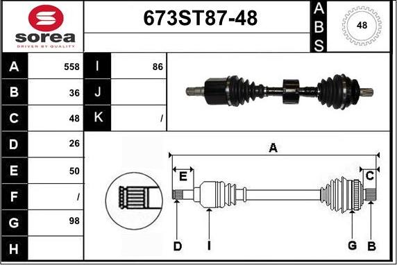 STARTCAR 673ST87-48 - Приводной вал autospares.lv