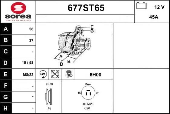 STARTCAR 677ST65 - Генератор autospares.lv