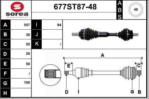 STARTCAR 677ST87-48 - Приводной вал autospares.lv