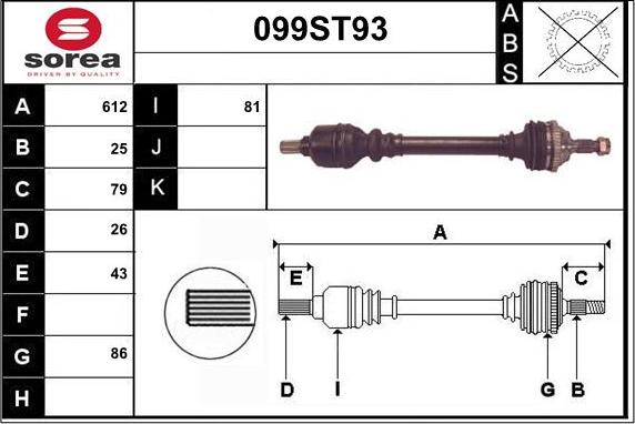 STARTCAR 099ST93 - Приводной вал autospares.lv