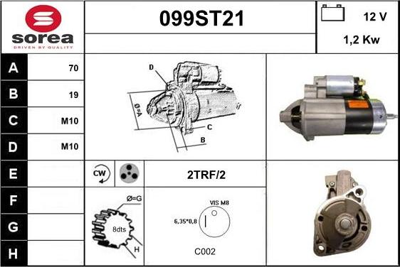 STARTCAR 099ST21 - Стартер autospares.lv