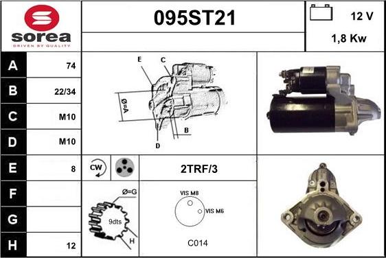 STARTCAR 095ST21 - Стартер autospares.lv