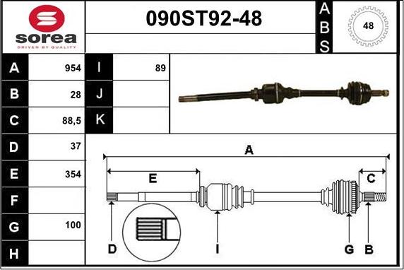 STARTCAR 090ST92-48 - Приводной вал autospares.lv