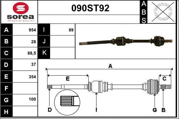 STARTCAR 090ST92 - Приводной вал autospares.lv