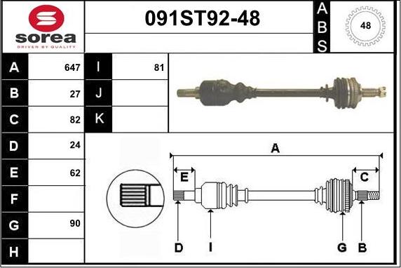 STARTCAR 091ST92-48 - Приводной вал autospares.lv