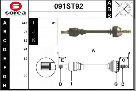 STARTCAR 091ST92 - Приводной вал autospares.lv