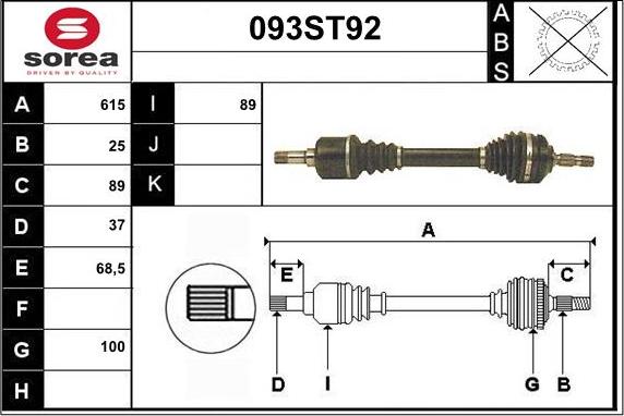 STARTCAR 093ST92 - Приводной вал autospares.lv