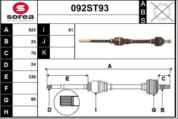 STARTCAR 092ST93 - Приводной вал autospares.lv