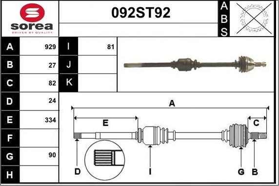 STARTCAR 092ST92 - Приводной вал autospares.lv