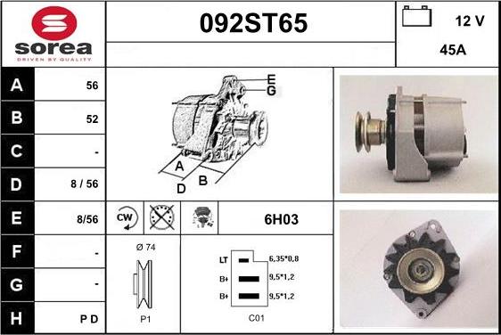 STARTCAR 092ST65 - Генератор autospares.lv