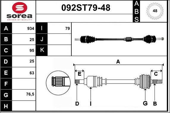 STARTCAR 092ST79-48 - Приводной вал autospares.lv