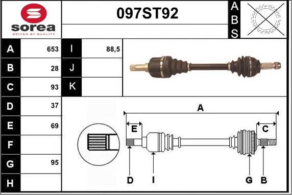 STARTCAR 097ST92 - Приводной вал autospares.lv