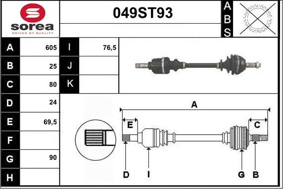 STARTCAR 049ST93 - Приводной вал autospares.lv