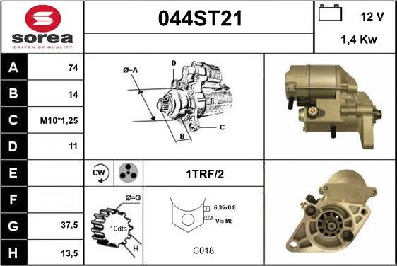 STARTCAR 044ST21 - Стартер autospares.lv