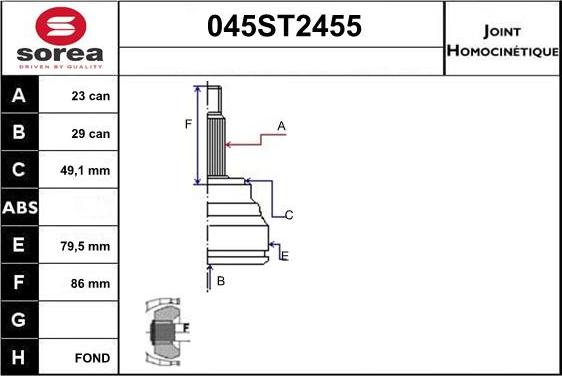 STARTCAR 045ST2455 - Шарнирный комплект, ШРУС, приводной вал autospares.lv