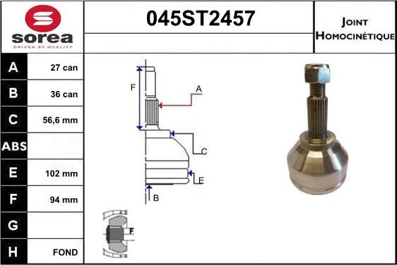 STARTCAR 045ST2457 - Шарнирный комплект, ШРУС, приводной вал autospares.lv