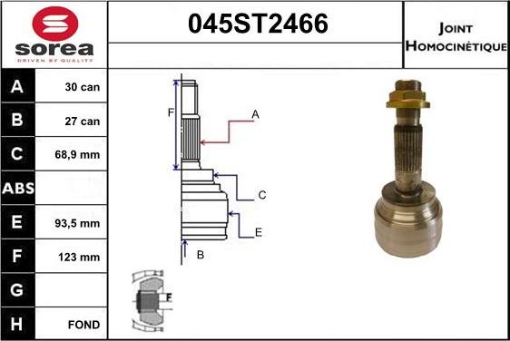 STARTCAR 045ST2466 - Шарнирный комплект, ШРУС, приводной вал autospares.lv