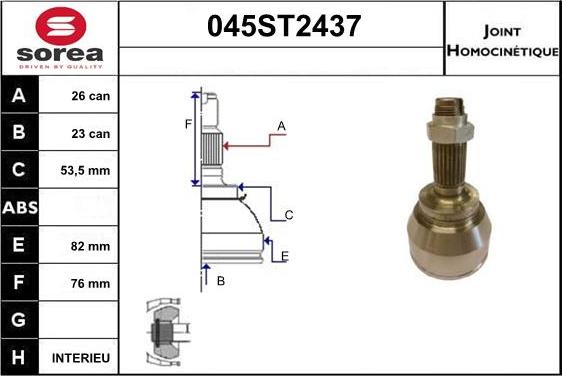 STARTCAR 045ST2437 - Шарнирный комплект, ШРУС, приводной вал autospares.lv