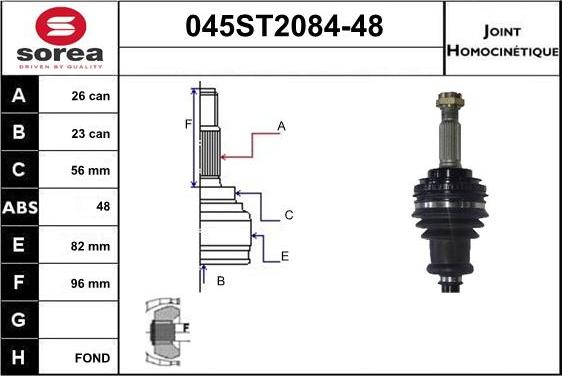 STARTCAR 045ST2084-48 - Шарнирный комплект, ШРУС, приводной вал autospares.lv