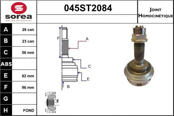 STARTCAR 045ST2084 - Шарнирный комплект, ШРУС, приводной вал autospares.lv