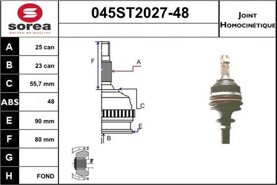 STARTCAR 045ST2027-48 - Шарнирный комплект, ШРУС, приводной вал autospares.lv