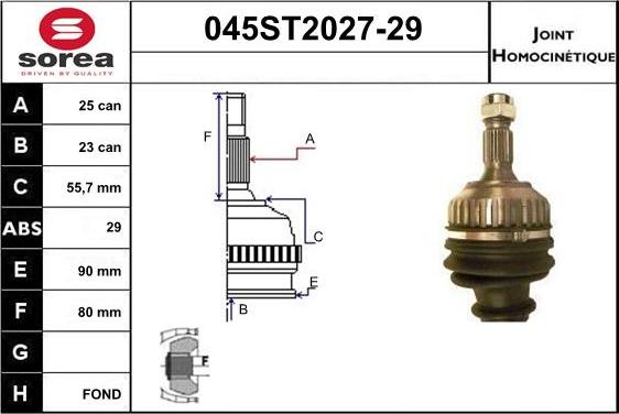 STARTCAR 045ST2027-29 - Шарнирный комплект, ШРУС, приводной вал autospares.lv